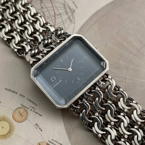 Rectangular Omega 'Andrew Grima' Silver DeVille Dress Watch
