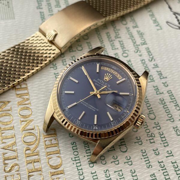 Rolex Day-Date 1803 Mat Blue Dial with Original Mesh Bracelet - 1971